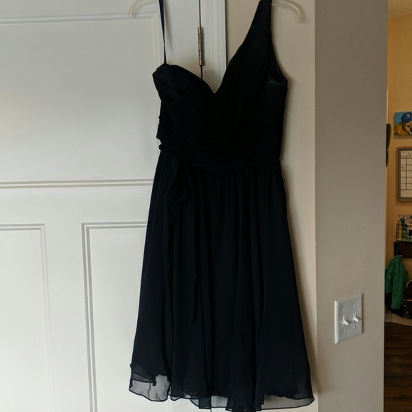 Navy one shoulder Kennedy Blue bridesmaid dress - Picture 1 of 5